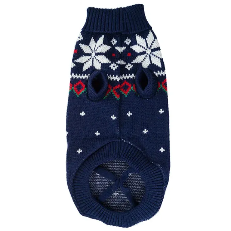 Marineblå vintersweater med snefnug
